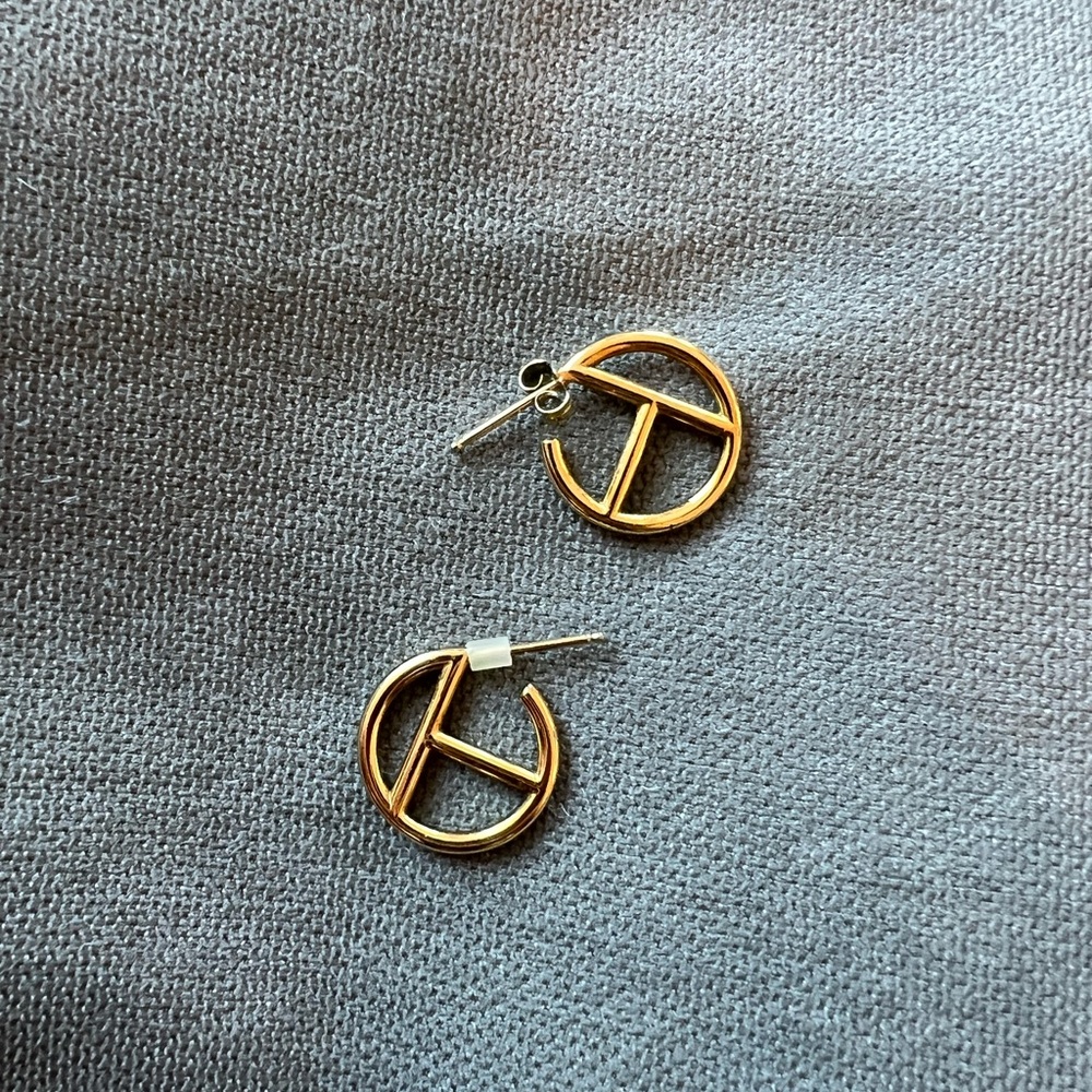Telfar Gold Logo Hoop earrings